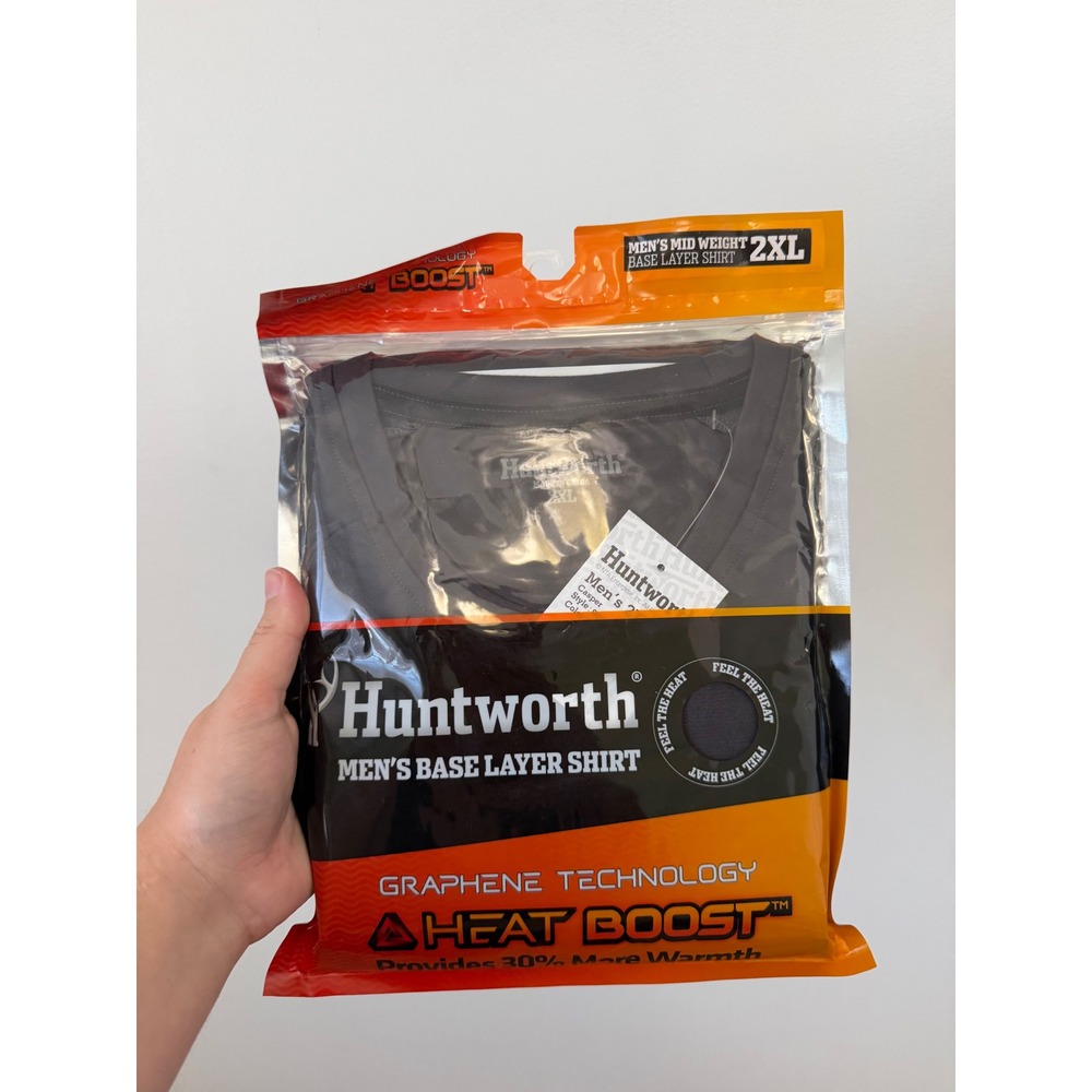 Huntworth Men's Midweight Base Layer Shirt – Dark Gray – 2XL – NWT